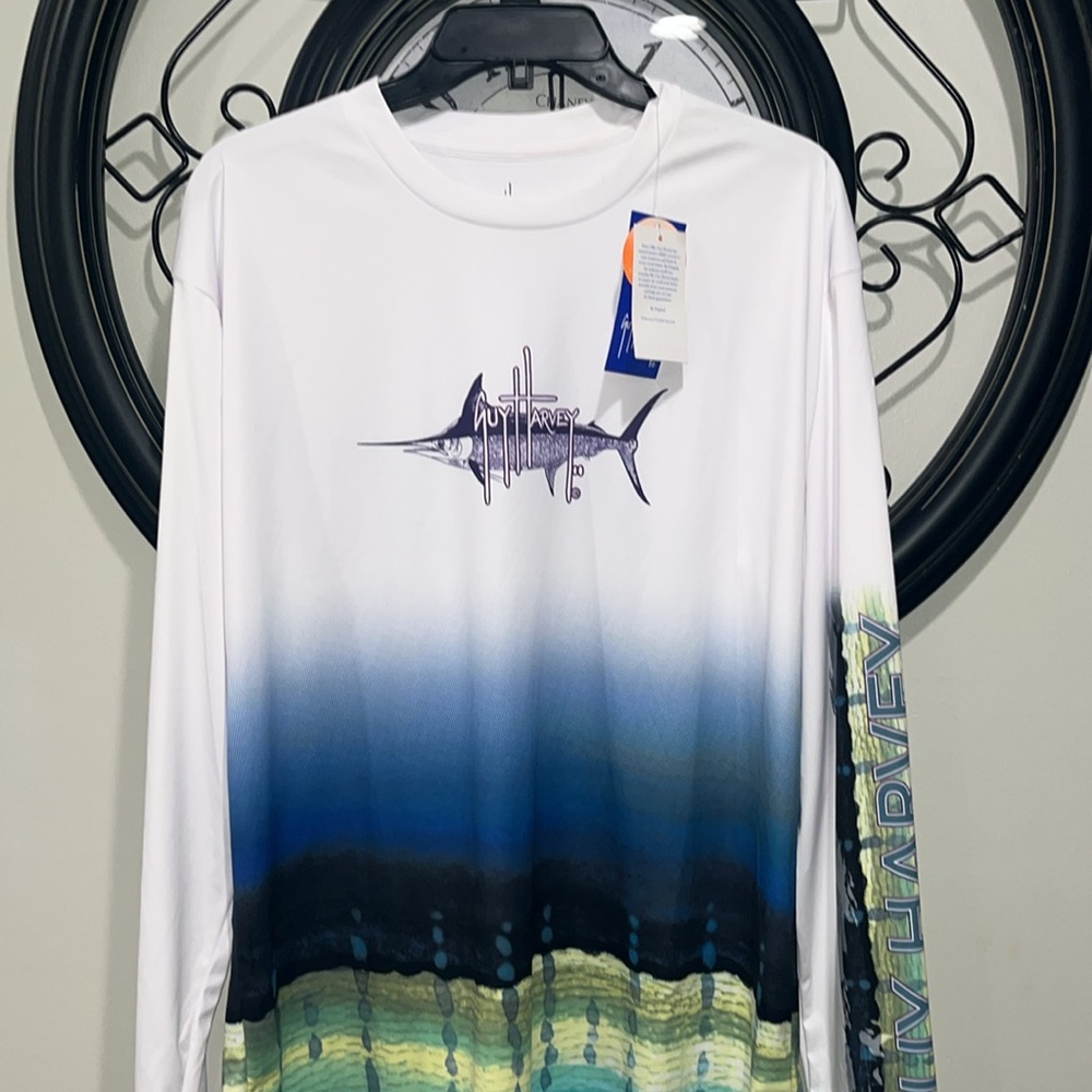 Guy Harvey NWT Men’s Marlin UPF Sun Performance long sleeve shirt size large - Picture 3 of 12